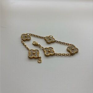 Gold Clover Bracelet Pavé Style | Luxury Inspired | Dainty Jewelry